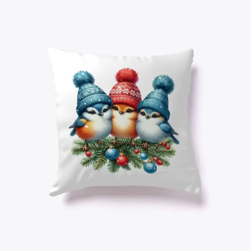 Christmas birdies pillow